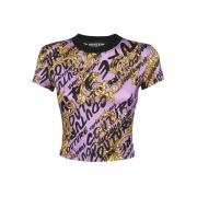 Logo Print Katoenen T-Shirt Versace Jeans Couture , Multicolor , Dames