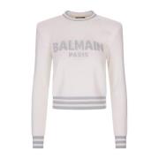 Stijlvolle Sweater voor Trendy Fashionistas Balmain , Gray , Dames