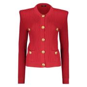 Cardigan met versierde knopen Balmain , Red , Dames