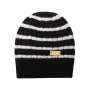 Geribbeld Gestreept Wol Kasjmier Beanie Balmain , Black , Dames