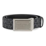 Omkeerbare Logo Riem Dolce & Gabbana , Gray , Heren