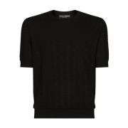 Zwarte Monogram Jacquard Crew Neck Sweater Dolce & Gabbana , Black , H...