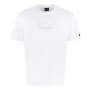 Katoenen T-shirt met Logo Patch Paul & Shark , White , Heren