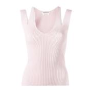 Roze Geribbelde Mouwloze Top Alexander McQueen , Pink , Dames