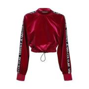 Logo Gestreepte Cropped Sweatshirt Versace Jeans Couture , Red , Dames