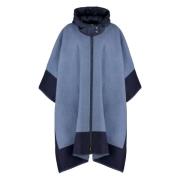 Gebreide wollen cape met capuchon Etro , Blue , Dames