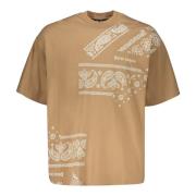 Maxi Print Katoenen T-shirt Palm Angels , Beige , Heren