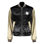 Nylon Bomberjack met Logo Detail Palm Angels , Black , Heren