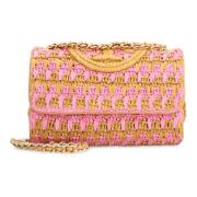 Raffia Schoudertas met Leren Details Tory Burch , Multicolor , Dames