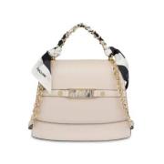 Ivoor Handtas met Gevlochten Print Pollini , Beige , Dames