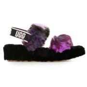 Dames Pantoffels met Lang Haar UGG , Black , Dames