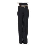 Zwarte elegante broek met kettingriem Elisabetta Franchi , Black , Dam...