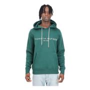 Groene Flex Logo Hoodie Casual Sweater Tommy Hilfiger , Green , Heren