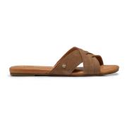 Gestanste leren slippers UGG , Brown , Dames