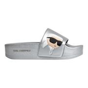 Zilveren Dames Slippers Kondo Maxi Karl Lagerfeld , Gray , Dames