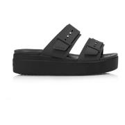 Zwarte Brooklyn Buckle Dames Sandalen Crocs , Black , Dames