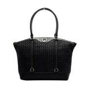 Zwarte Shopper Tas van Synthetisch Materiaal Pollini , Black , Dames