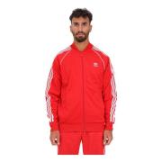 Klassieke Zip Sweater Rood Sportief Fit Adidas Originals , Red , Heren