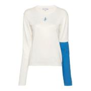 Witte Zijde Katoen Blend Sweater JW Anderson , White , Dames