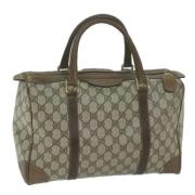 Pre-owned Leather travel-bags Gucci Vintage , Beige , Dames