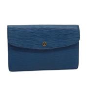 Pre-owned Leather clutches Louis Vuitton Vintage , Blue , Dames