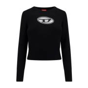 Zwarte Gebreide Kleding met Geborduurd Oval D Logo Diesel , Black , Da...