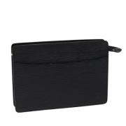 Pre-owned Leather clutches Louis Vuitton Vintage , Black , Dames