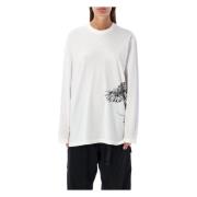 Wit Vogelprint T-shirt Y-3 , White , Dames