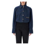 Rodeo Blue Cropped Denim Shirt Patou , Blue , Dames