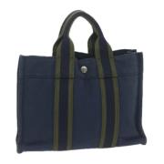 Pre-owned Canvas handbags Hermès Vintage , Blue , Dames