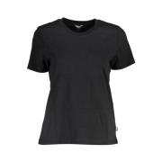 Zwarte Katoenen Crew Neck T-Shirt K-Way , Black , Dames