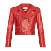 Leren jas Alexander McQueen , Red , Dames