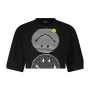 Smiley Crew Neck Zwart T-shirt Joshua Sanders , Black , Dames