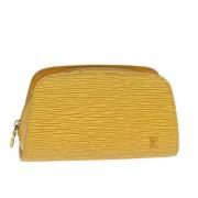 Pre-owned Leather pouches Louis Vuitton Vintage , Yellow , Dames