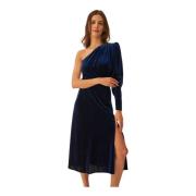 Velours Midi Rok Donkerblauw Undress Code , Blue , Dames