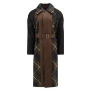 Klassieke Car Coat Ruitvoering Burberry , Brown , Heren