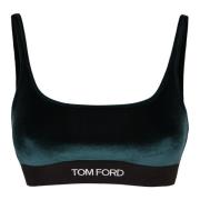 Chenille Crop-top met Contrasterend Logo Tom Ford , Green , Dames