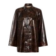 Bruine Vervaagde Effect Shirt Blouse Gestuz , Brown , Dames