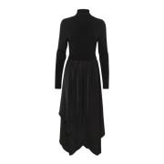 Asymmetrische Zwarte Lange Jurk Gestuz , Black , Dames