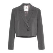 Cropped Blazer Grey Melange Karen by Simonsen , Gray , Dames