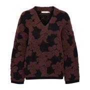 Bruin Jacquard Cutout Flower Trui InWear , Brown , Dames