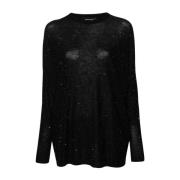 Zwarte Pailletten Crew Neck Sweater Fabiana Filippi , Black , Dames