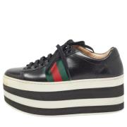 Pre-owned Leather sneakers Gucci Vintage , Black , Dames