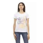 Elegant Wit Bedrukt Ronde Hals T-Shirt Trussardi , White , Dames