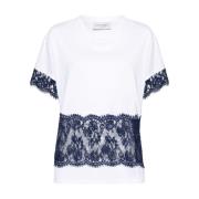 Optisch Wit Marineblauw T-Shirt Ermanno Scervino , White , Dames