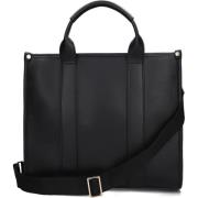 Zwarte Leren Shopper Tas V73 , Black , Dames