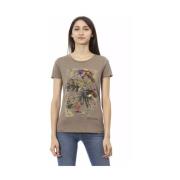 Elegant Bruin T-shirt met Frontprint Trussardi , Brown , Dames