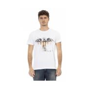 Artistiek Wit T-shirt Elegant Frontprint Trussardi , White , Heren