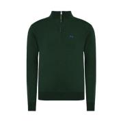 Groene Acryl Half-Zip Sweater met Logo La Martina , Green , Heren