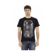 Zwart Grafisch T-shirt met Artistiek Flair Trussardi , Black , Heren